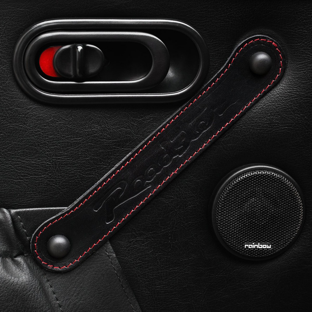Door Pulls, Real Leather "Roadster " Embossing Stitched Design